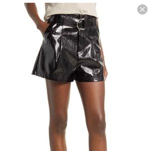 4TH & Reckless Women Short Sloane Croc Embossed Belted Faux Black XS